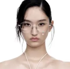 キムへキムkimhekim 白パール付きシルバーサングラス 伊達メガネ眼鏡