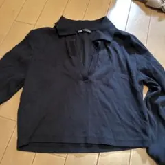 リブ編み ダークポロシャツ 長袖