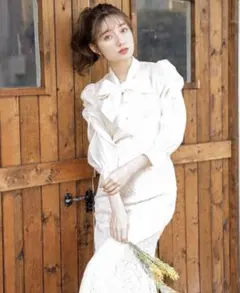 Swingle スウィングル　2WAYシアーボウタイシャツブラウス　美品タグ付き