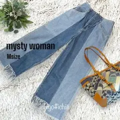 ◆mysty woman◆バイカラー デニム ワイドパンツ カットオフ M 美品のサムネイル