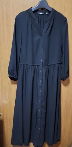 ユニクロ ドローストリングロングワンピース 7分袖 S