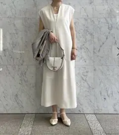 Ballsey 23ssドライアムンゼン クルーネックロングジレ ネイビー 36