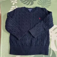 ネイビー ケーブルニット