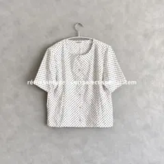 昭和レトロ総柄シャツ　ヴィンテージ　水玉模様　ドット柄　半袖シャツ　秋コーデ