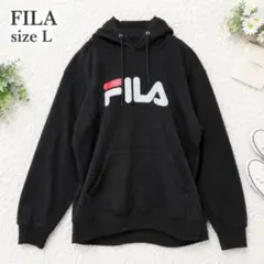 FILA フィラ ロゴプリント プルオーバーパーカー ブラック L