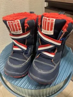 ネイビー/レッド ファー付きブーツ　スノーブーツ