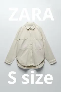 【美品】ZARA ザラ ポケット付きシャツジャケット Sサイズ アイボリー