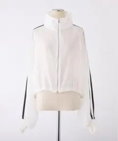 NICE CLAUP ライン入りシアーショートブルゾン