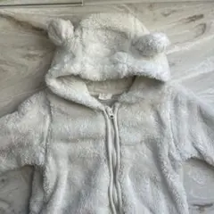 H&M フリースロンパース 68cm ホワイト