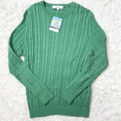 グリーンレーベルリラクシング ケーブルニット グリーン XL カシミヤ混
