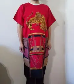アフリカヴィンテージ 民族 虎柄ロング丈tシャツ ジャンティーク toro