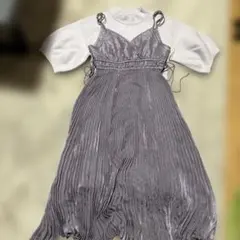 SNIDEL グレー プリーツ ニットワンピース 半袖