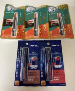 メンソレータムリップ3本＋NIVEAリッチケア&カラーリップ2本の計5本セット