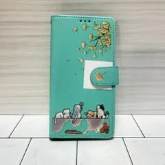 iPhone 12/12Pro用 手帳型ケース 猫 イチョウ柄　【新品】