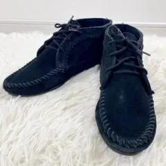 良品　ミネトンカ　ブーツ　レディース　モカシン　ブラック　スウェード　UK7