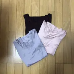 UNIQLOヒートテック長袖　3点セット（ワインレッド・ライトグレー・ピンク）