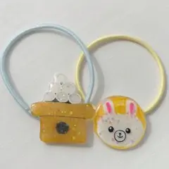 No.94 お月見　うさぎ　キッズヘアゴム　秋　キラキラ　ハンドメイド