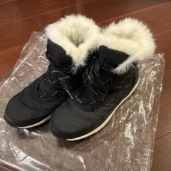 SOREL ファー付き ブラックスノーブーツ_25cm