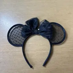 ミニーマウスカチューシャ 黒 ドット柄