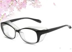 大人用 花粉症対策 ブルーライトカット UVカット 防塵 保護メガネ ブラック