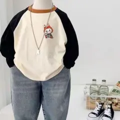 1点のみ！ラブブ　アニメキャラクター刺繍ラグラン長袖Tシャツ