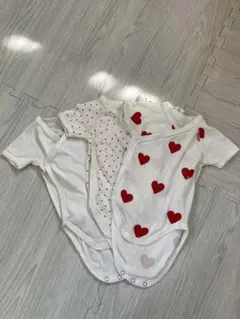 プチバトー　ハートプリント半袖ボディ　３枚セット　3m/60cm