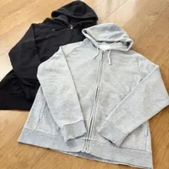 無印良品　ユニクロ　フルジップアップパーカー　2着セット　XL ブラック　グレー