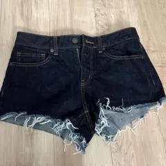 GU ダークブルー フリンジヘム ショートパンツ M
