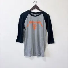 ジャージーズ プリント Tシャツ ラグラン 七分袖 M 灰色 黒 綿 ライブのサムネイル