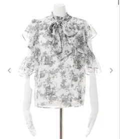 INGNI/モノトーン花柄シアーフリルノースリブラウス