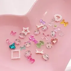 ラメキティちゃん　ネイルパーツ　サンリオ　リボン