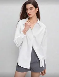 白シャツ オーバーサイズシャツ ブラウス 長袖