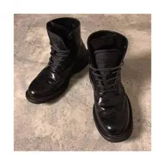 ★2640 正規品 PRADA プラダ 厚底 ウイングチップ ブーツ 黒
