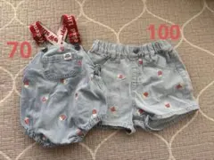 リトルウィークエンド　ポップコーン　ロンパース　70&デニムパンツ100 お揃い