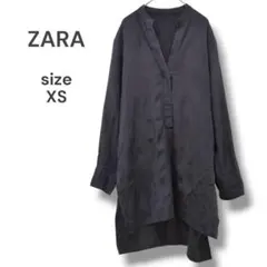 ZARA　ザラ　スキッパーブラウス　長袖シャツ　ブラック　XS　古着