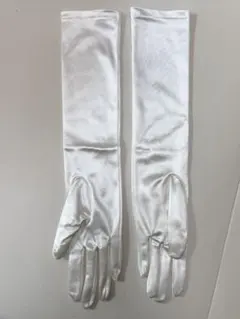 ホワイトサテンロングウェディンググローブ