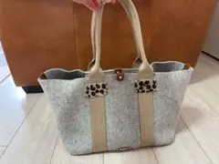 TOPKAPI グレー フェルト トートバッグ レオパード柄