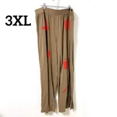 【3XL】ブラウン 赤い個性的な模様 パンツ プラスサイズ 大きめ ユニセックス