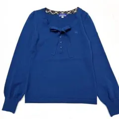 【超美品】バーバリーブルーレーベル カットソー ウール ノバチェック リボン