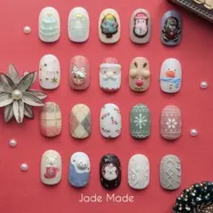 【セミオーダー】組み合わせが選べるほっこりクリスマスネイルチップ　C＋2531