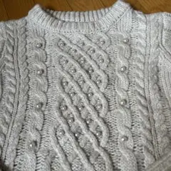 earth music&ecology フェイクパールビジュー付きニットセーター