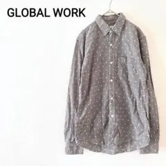 グローバルワーク【S】シャツ　長袖　白黒チェック　モノトーン　カジュアル