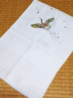 さが美　帯揚げ　鶴柄　ホワイト