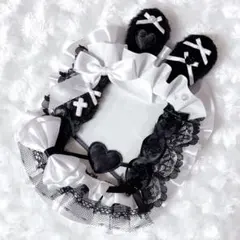 【B8サイズ】硬質ケースデコ レースデコ リボンデコ 白 黒 うさ耳