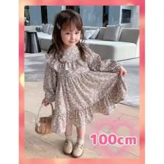 キッズワンピース 花柄 フリル ドレス 旅行 女の子 100 フラワー 春