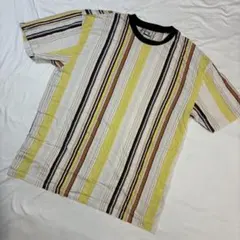 3782] USA古着 PAC Tシャツ 半袖 ストライプ M アメリカ古着