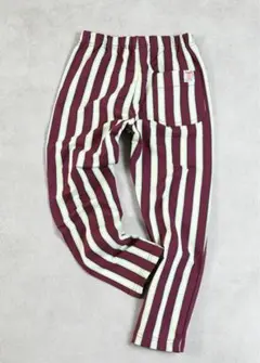 markey's ボルドーと薄緑のストライプキッズパンツ