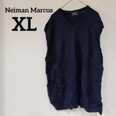 美品✨Neiman Marcus 【XL】ネイビー Vネック ニットベスト