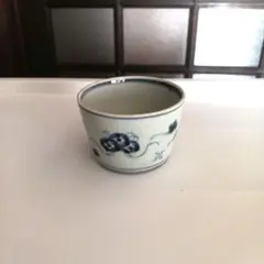 古伊万里染付 図変わり 口縁紅付 稲束 稲穂雀文蕎麦猪口 陶磁器 江戸