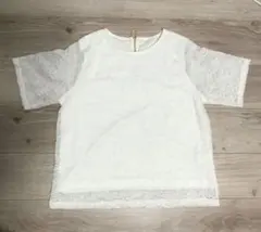 上品 普段使い CLOSSHI 総レースブラウス LL 白 ゴールドファスナー